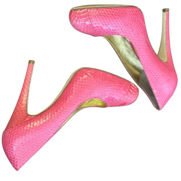 Kathryn Amberleigh Heel Sz 8 Pink Snakeskin Leather Platform Stiletto Barbiecore - Picture 2 of 16
